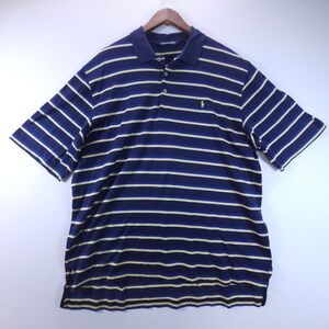 Polo Golf Ralph Lauren Shirt Mens XL Blue Yellow Striped Pima Cotton Preppy Y2K